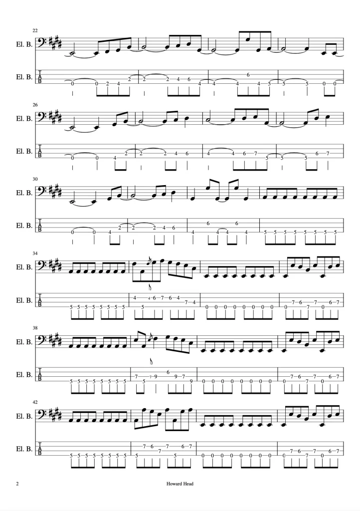 bass guitar sheet music creation